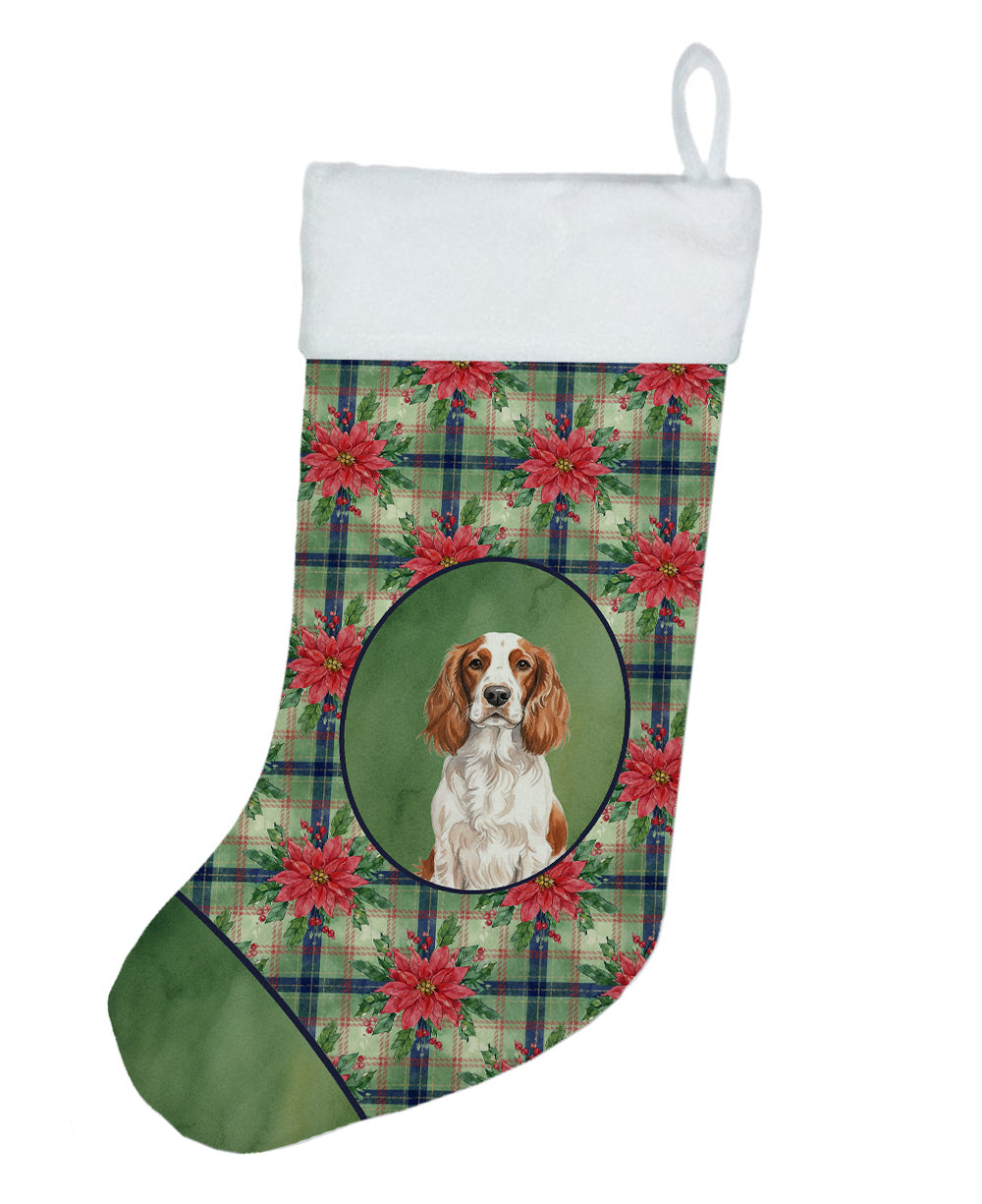 Caroline's Treasures Welsh Springer Spaniel Christmas PoinsettIas Holiday Stocking