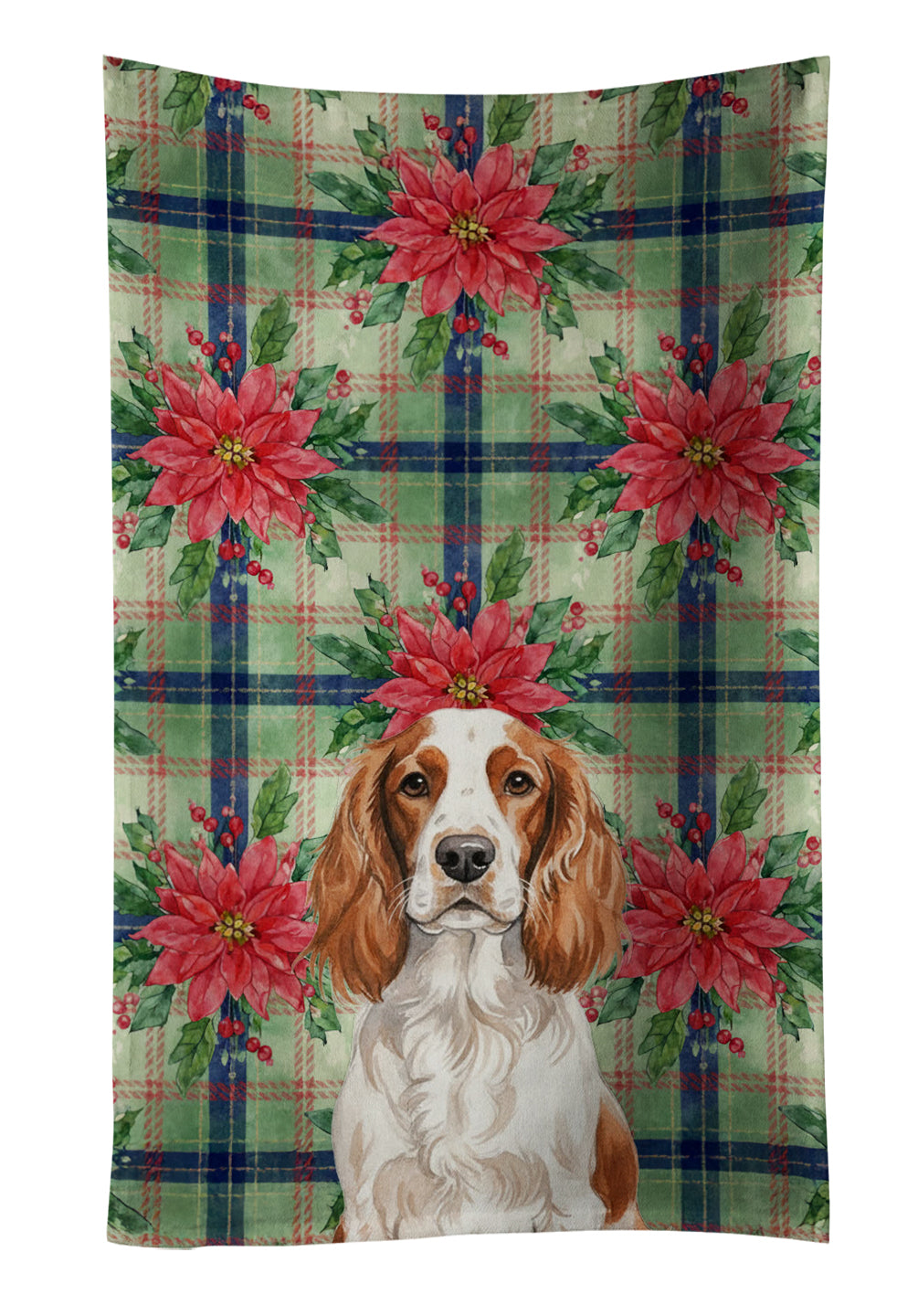 Caroline's Treasures Welsh Springer Spaniel Christmas PoinsettIas Kitchen Towel