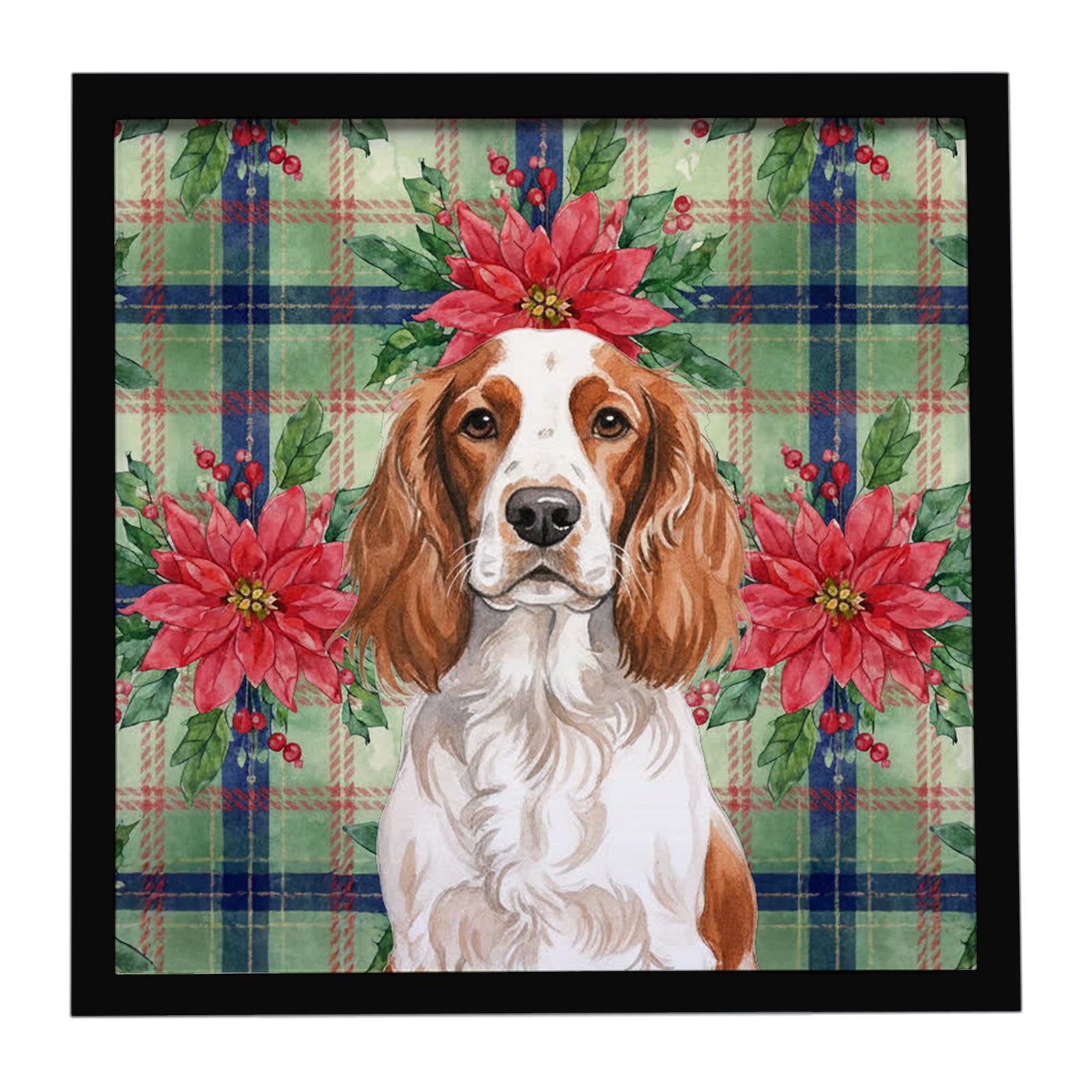 Caroline's Treasures Welsh Springer Spaniel Christmas PoinsettIas Framed Metal Print