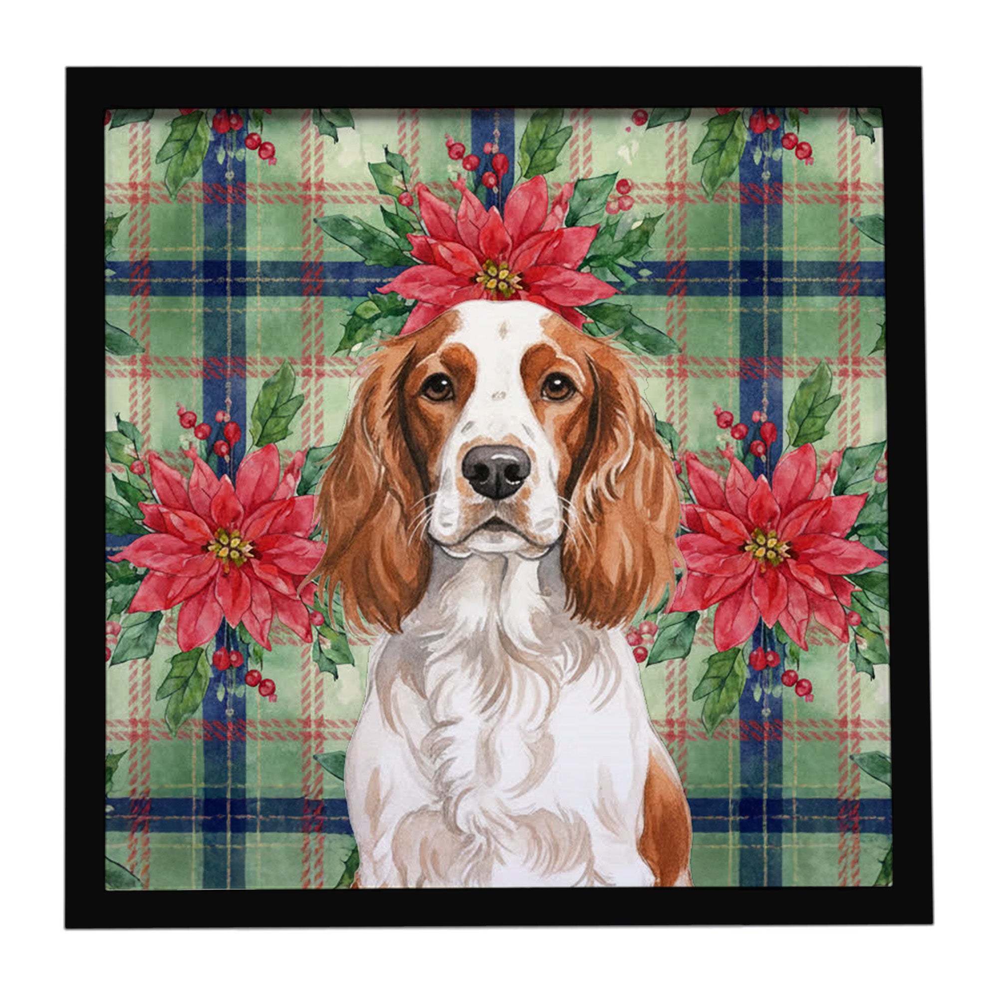 Caroline's Treasures Welsh Springer Spaniel Christmas PoinsettIas Framed Metal Print