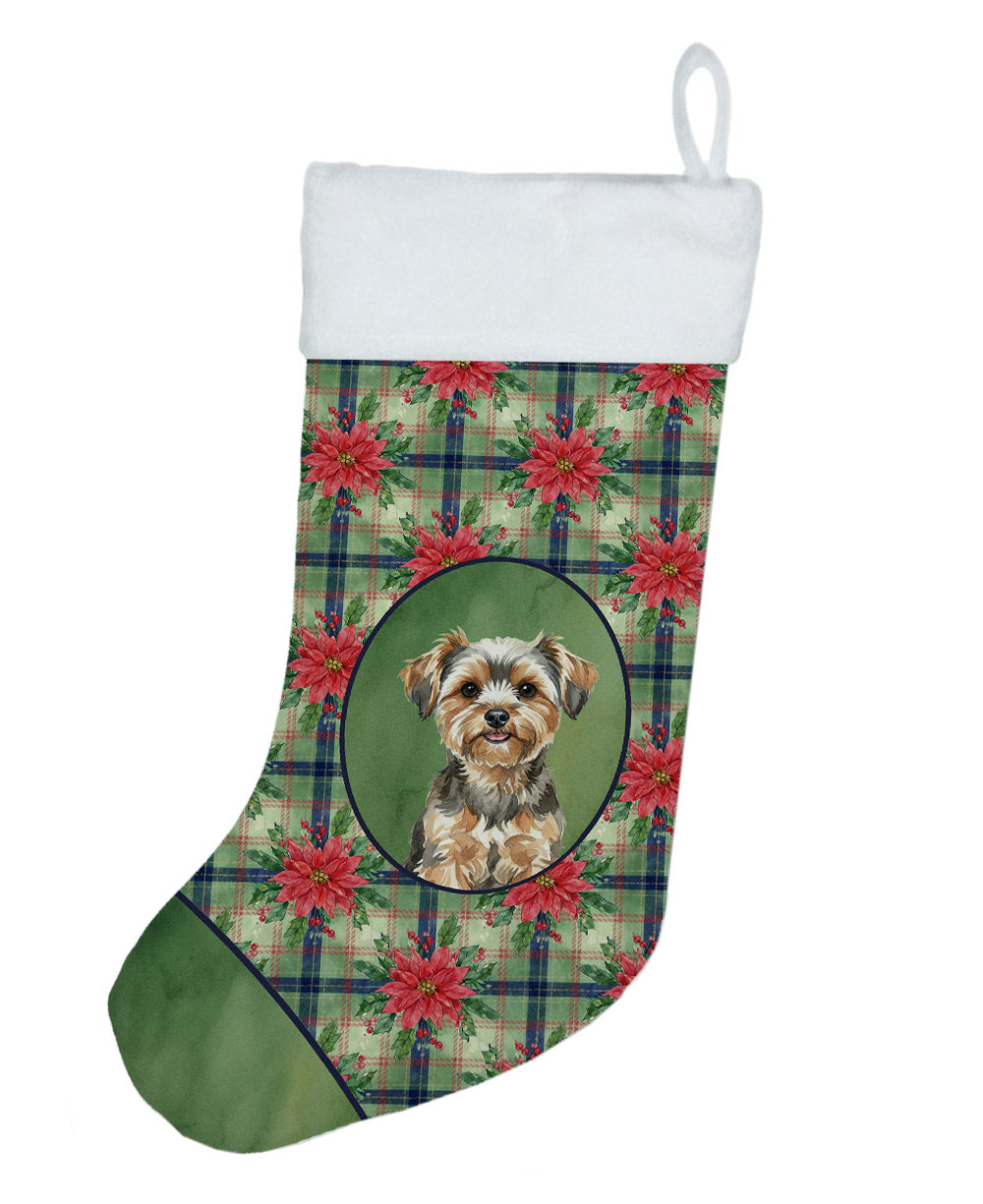 Caroline's Treasures Yorkiepoo Christmas PoinsettIas Holiday Stocking