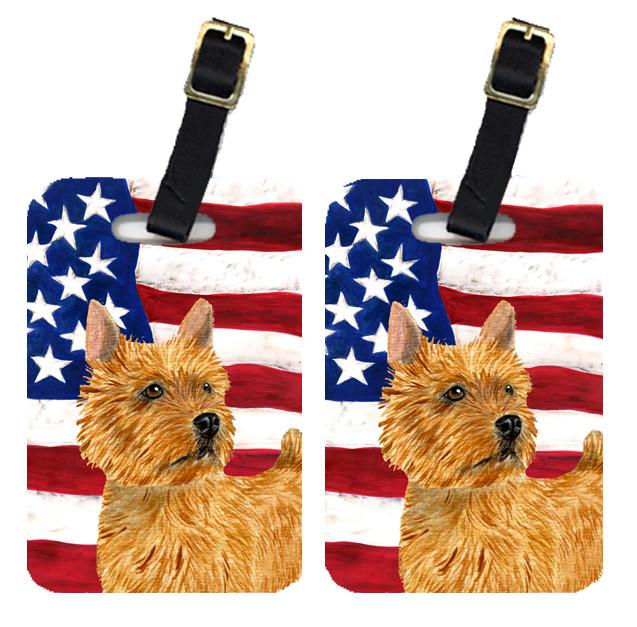 Pair of USA American Flag with Norwich Terrier Luggage Tags SS4026BT by Caroline&#39;s Treasures