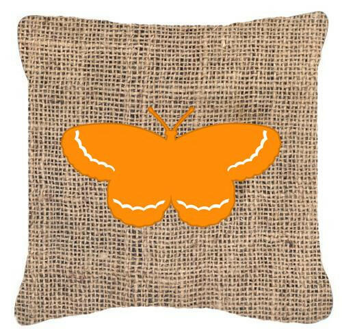 Butterfly Burlap and Orange   Canvas Fabric Decorative Pillow BB1040 - the-store.com