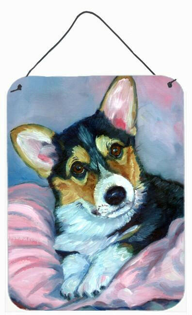 Corgi Puppy with pink blanket Wall or Door Hanging Prints 7301DS1216 by Caroline&#39;s Treasures