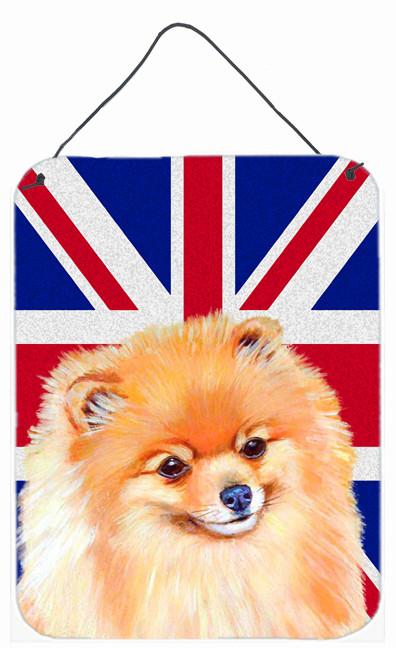 Pomeranian with English Union Jack British Flag Wall or Door Hanging Prints LH9498DS1216 by Caroline&#39;s Treasures