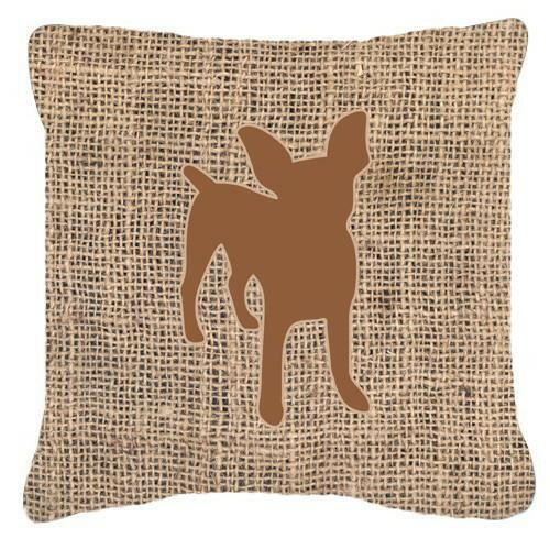 Chihuahua Burlap and Brown   Canvas Fabric Decorative Pillow BB1108 - the-store.com