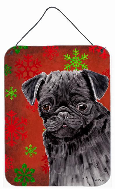 Pug Red and Green Snowflakes Holiday Christmas Wall or Door Hanging Prints by Caroline's Treasures