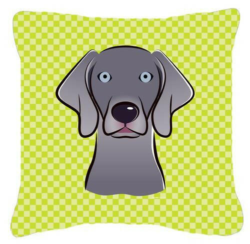 Checkerboard Lime Green Weimaraner Canvas Fabric Decorative Pillow BB1293PW1414 - the-store.com
