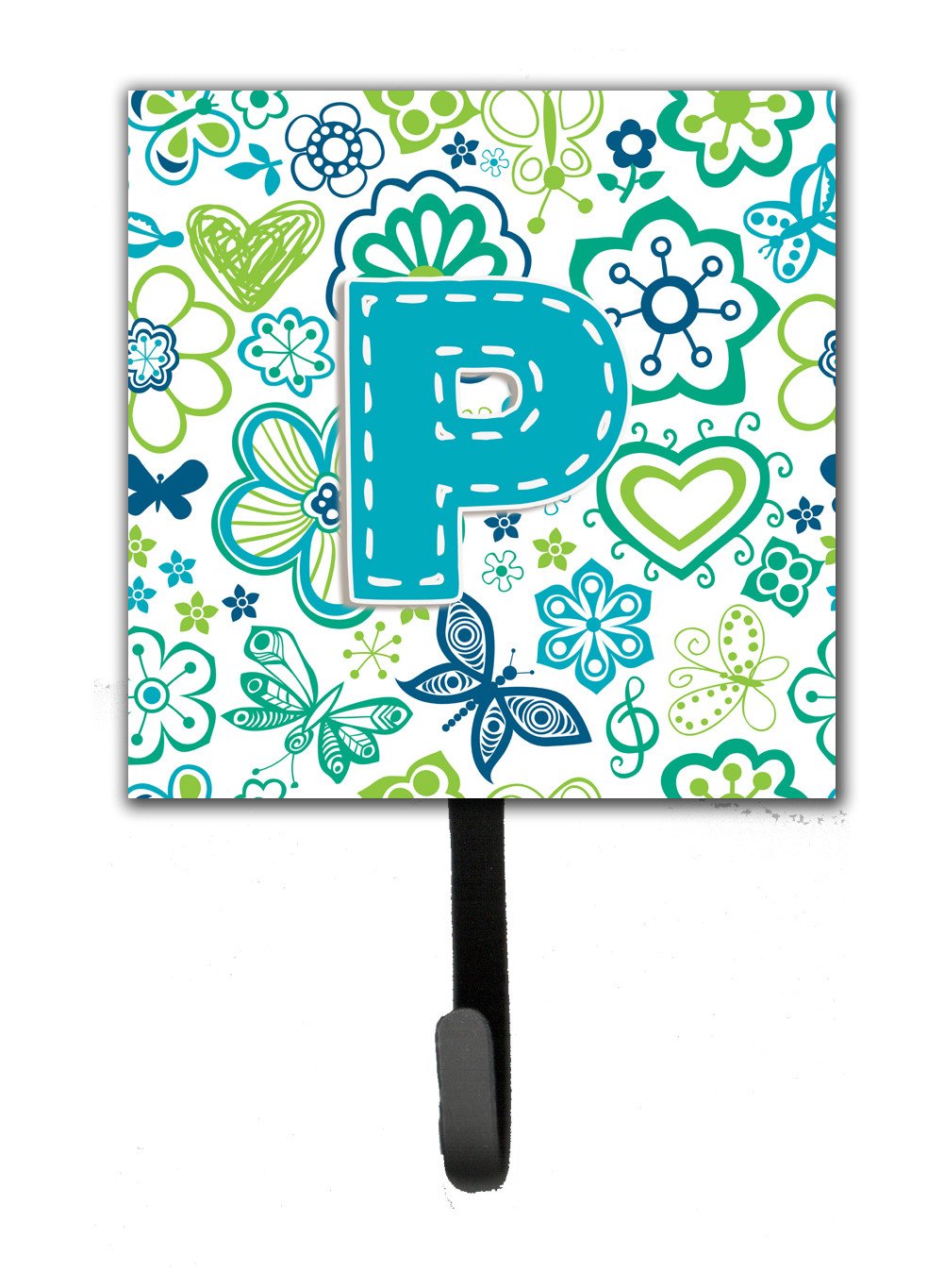 Letter P Flowers and Butterflies Teal Blue Leash or Key Holder CJ2006-PSH4 by Caroline&#39;s Treasures