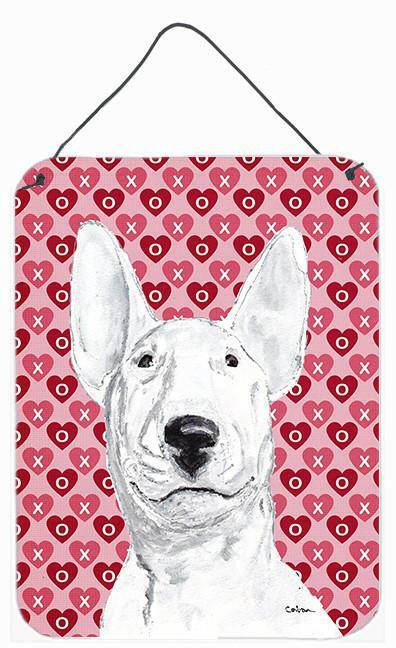 Bull Terrier Valentine&#39;s Love Aluminium Metal Wall or Door Hanging Prints by Caroline&#39;s Treasures