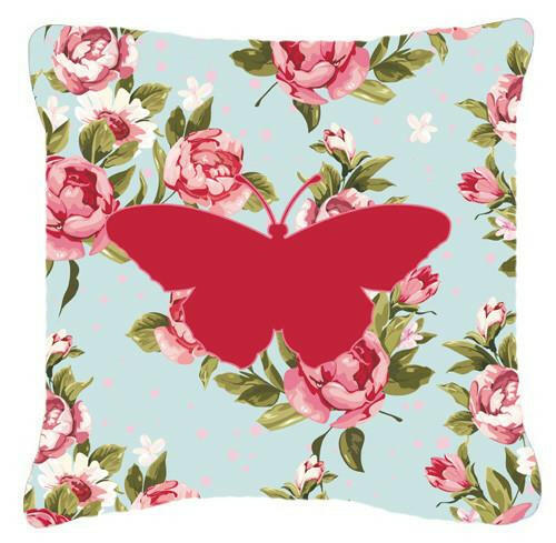 Butterfly Shabby Chic Blue Roses   Canvas Fabric Decorative Pillow BB1050 - the-store.com
