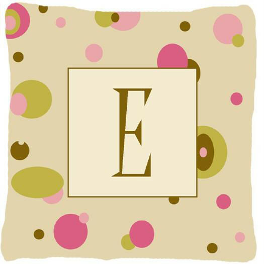 Letter E Initial Monogram - Tan Dots Decorative   Canvas Fabric Pillow - the-store.com