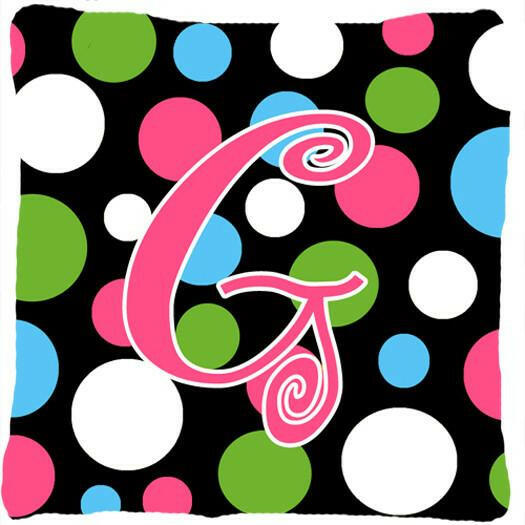 Monogram Initial G Polkadots and Pink Decorative   Canvas Fabric Pillow CJ1038 - the-store.com