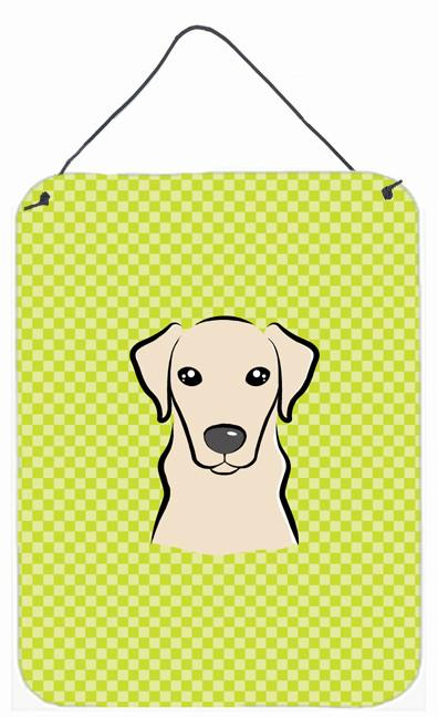 Checkerboard Lime Green Yellow Labrador Wall or Door Hanging Prints BB1284DS1216 by Caroline&#39;s Treasures