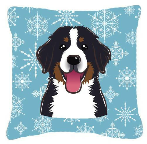 Snowflake Bernese Mountain Dog Fabric Decorative Pillow BB1671PW1414 - the-store.com