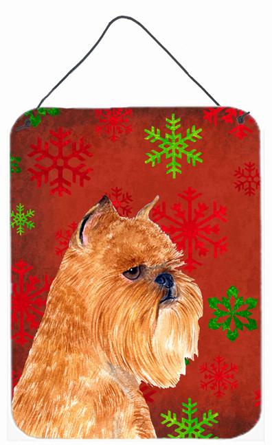 Brussels Griffon Red Snowflakes Holiday Christmas Wall or Door Hanging Prints by Caroline's Treasures