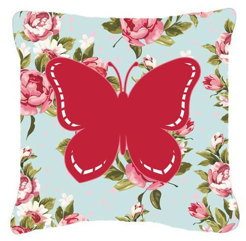 Butterfly Shabby Chic Blue Roses   Canvas Fabric Decorative Pillow BB1035 - the-store.com