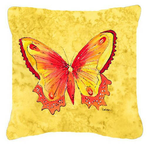 Butterfly on Yellow   Canvas Fabric Decorative Pillow - the-store.com