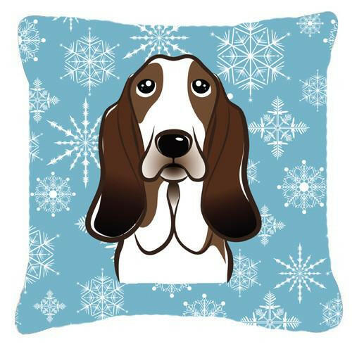 Snowflake Basset Hound Fabric Decorative Pillow BB1677PW1414 - the-store.com