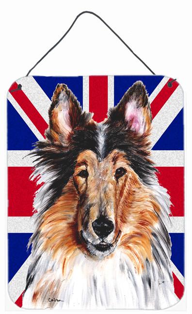Collie with English Union Jack British Flag Wall or Door Hanging Prints SC9893DS1216 by Caroline&#39;s Treasures