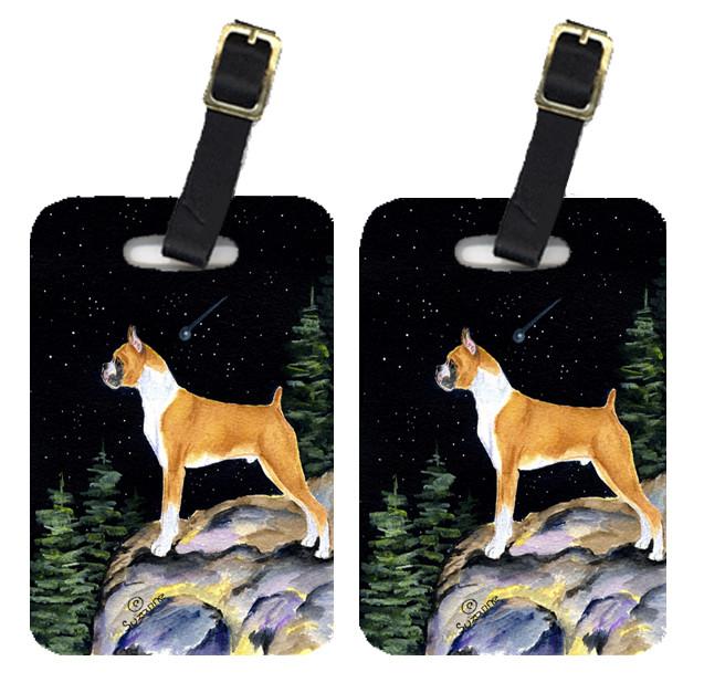 Starry Night Boxer Luggage Tags Pair of 2 by Caroline's Treasures