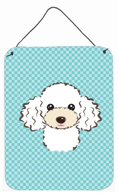 Checkerboard Blue White Poodle Wall or Door Hanging Prints BB1195DS1216 by Caroline&#39;s Treasures