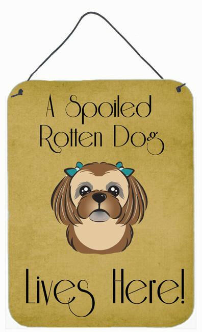 Chocolate Brown Shih Tzu Spoiled Dog Lives Here Wall or Door Hanging Prints BB1497DS1216 by Caroline&#39;s Treasures