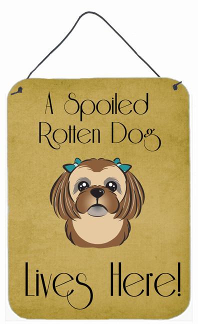 Chocolate Brown Shih Tzu Spoiled Dog Lives Here Wall or Door Hanging Prints BB1497DS1216 by Caroline&#39;s Treasures