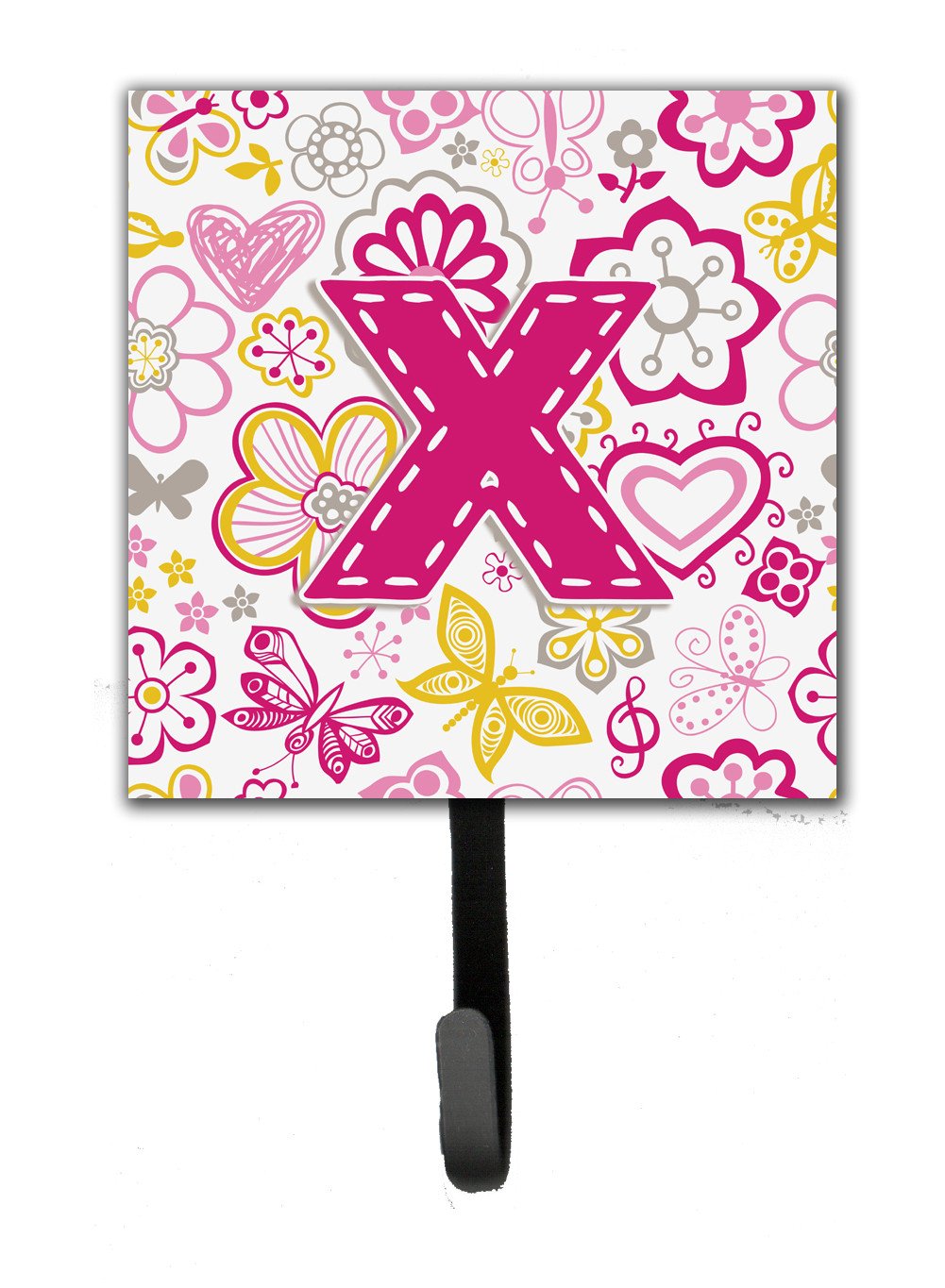 Letter X Flowers and Butterflies Pink Leash or Key Holder CJ2005-XSH4 by Caroline&#39;s Treasures