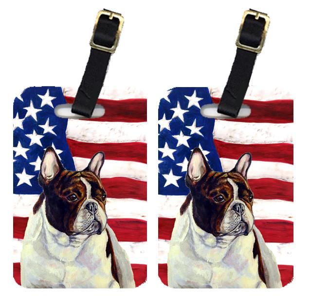 Pair of USA American Flag with French Bulldog Luggage Tags LH9006BT by Caroline&#39;s Treasures
