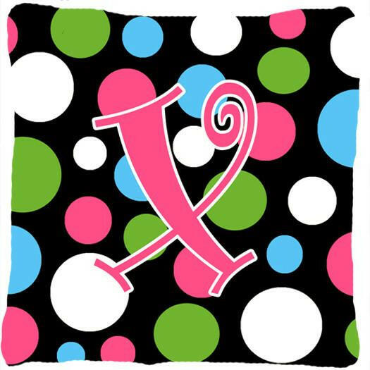 Monogram Initial X Polkadots and Pink Decorative   Canvas Fabric Pillow CJ1038 - the-store.com
