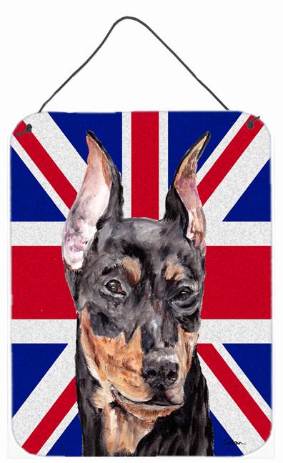 German Pinscher with English Union Jack British Flag Wall or Door Hanging Prints SC9872DS1216 by Caroline&#39;s Treasures