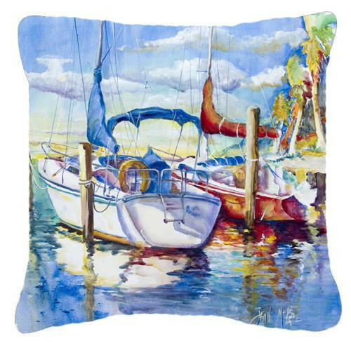 Towering Q Sailboats Canvas Fabric Decorative Pillow JMK1230PW1414 by Caroline&#39;s Treasures