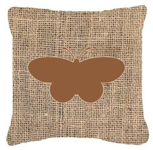 Butterfly Burlap and Brown   Canvas Fabric Decorative Pillow BB1051 - the-store.com