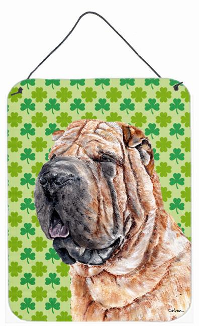 Shar Pei Lucky Shamrock St. Patrick&#39;s Day Wall or Door Hanging Prints SC9719DS1216 by Caroline&#39;s Treasures
