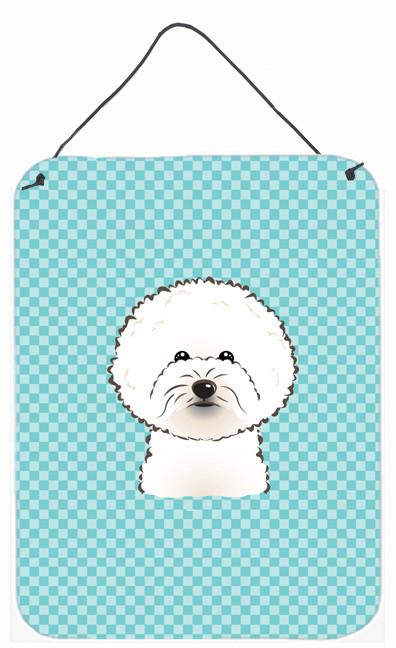 Checkerboard Blue Bichon Frise Wall or Door Hanging Prints BB1155DS1216 by Caroline&#39;s Treasures