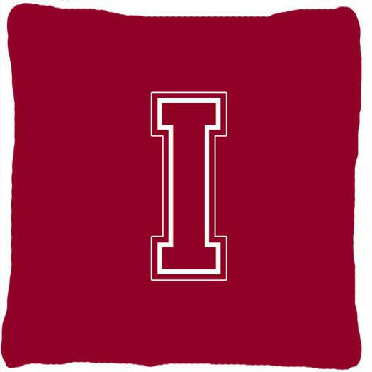 Monogram Initial I Maroon and White Decorative   Canvas Fabric Pillow CJ1032 - the-store.com