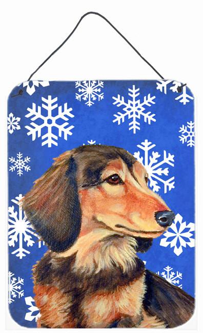 Dachshund Winter Snowflakes Holiday Aluminium Metal Wall or Door Hanging Prints by Caroline&#39;s Treasures