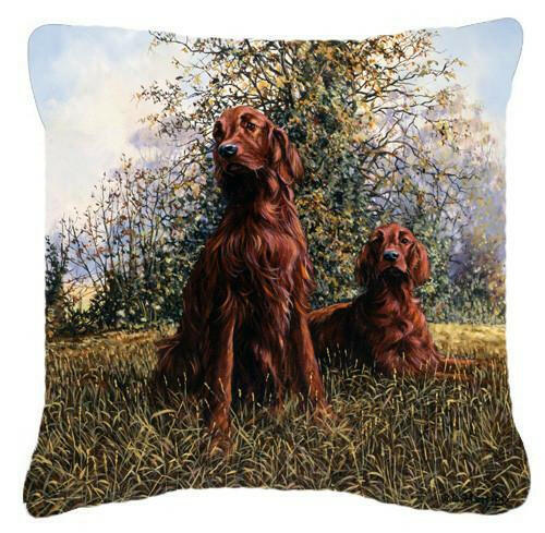 Red Irish Setters by Michael Herring Canvas Decorative Pillow HMHE0049PW1414 by Caroline&#39;s Treasures