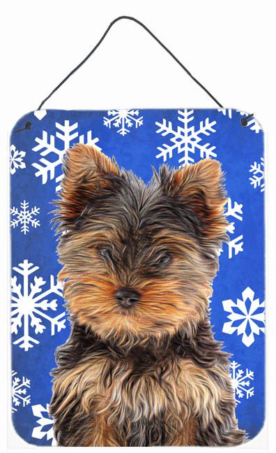 Winter Snowflakes Holiday Yorkie Puppy / Yorkshire Terrier Wall or Door Hanging Prints KJ1181DS1216 by Caroline&#39;s Treasures
