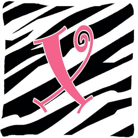Monogram Initial X Zebra Stripe and Pink Decorative Canvas Fabric Pillow CJ1037 - the-store.com