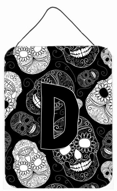 Letter D Day of the Dead Skulls Black Wall or Door Hanging Prints CJ2008-DDS1216 by Caroline&#39;s Treasures