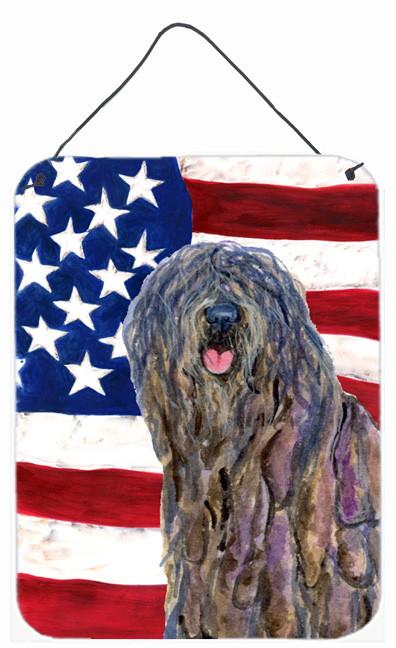 USA American Flag with Bergamasco Sheepdog Wall or Door Hanging Prints by Caroline&#39;s Treasures