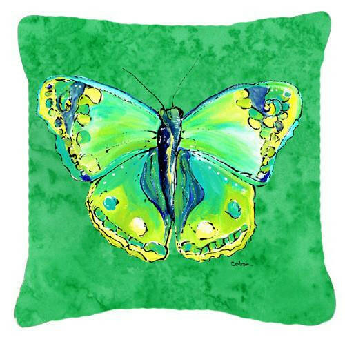 Butterfly Green on Green   Canvas Fabric Decorative Pillow - the-store.com