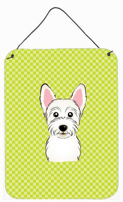 Checkerboard Lime Green Westie Wall or Door Hanging Prints BB1288DS1216 by Caroline&#39;s Treasures