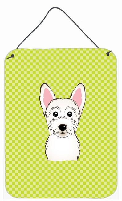 Checkerboard Lime Green Westie Wall or Door Hanging Prints BB1288DS1216 by Caroline's Treasures