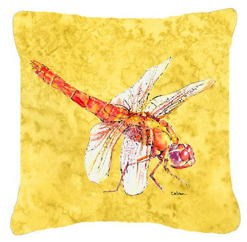 Dragonfly on Yellow   Canvas Fabric Decorative Pillow - the-store.com