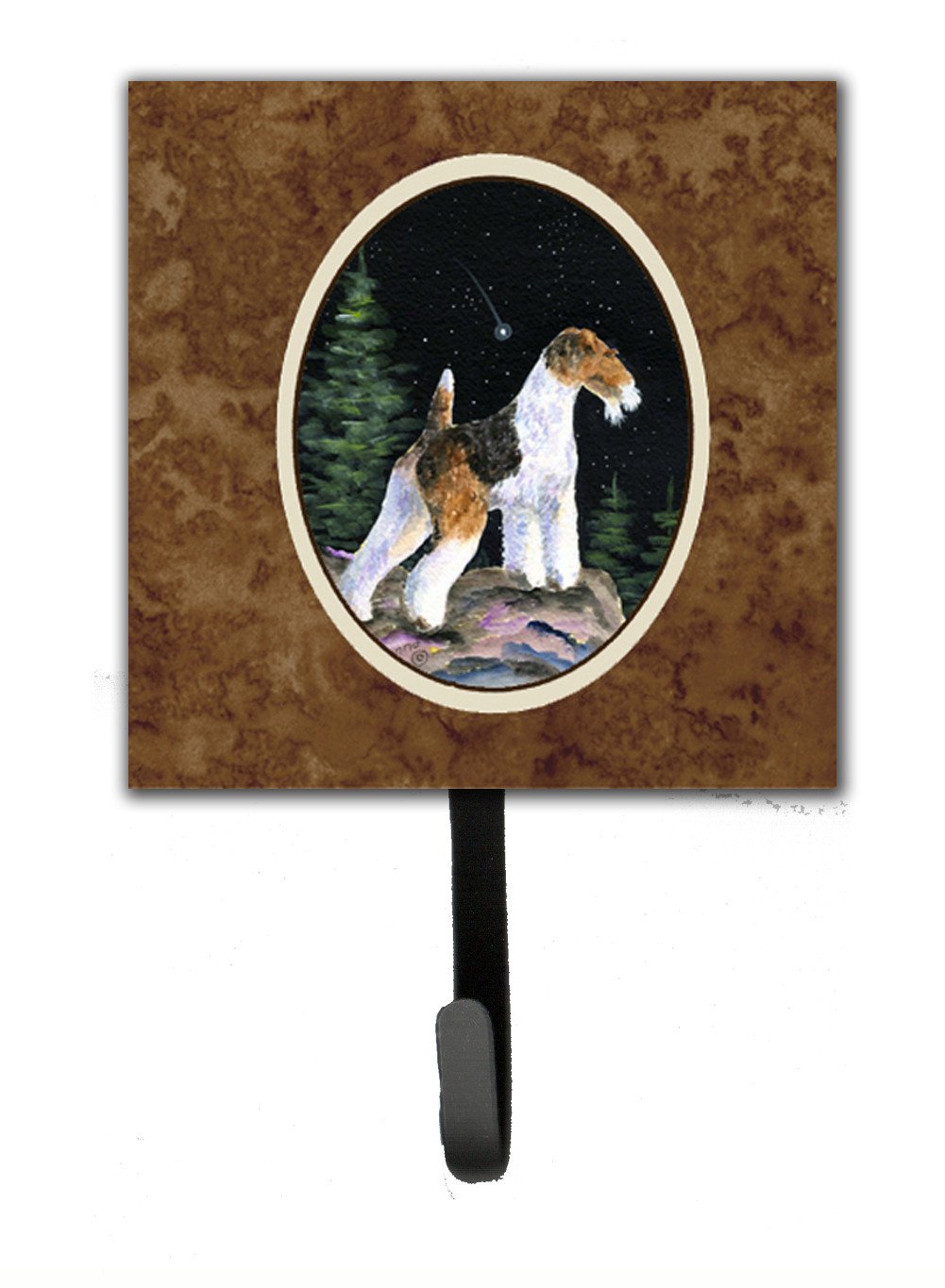 Starry Night Fox Terrier Leash Holder or Key Hook by Caroline's Treasures