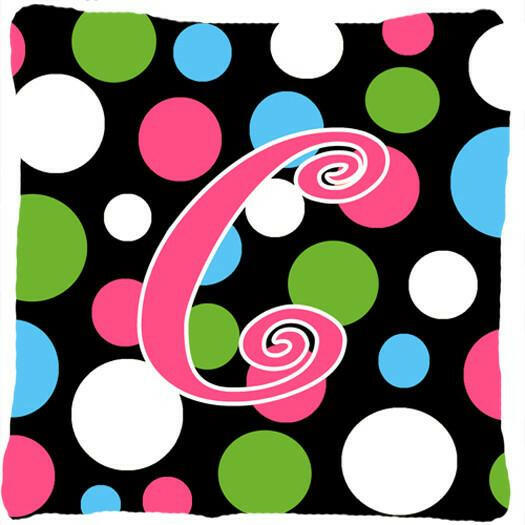 Monogram Initial C Polkadots and Pink Decorative   Canvas Fabric Pillow CJ1038 - the-store.com