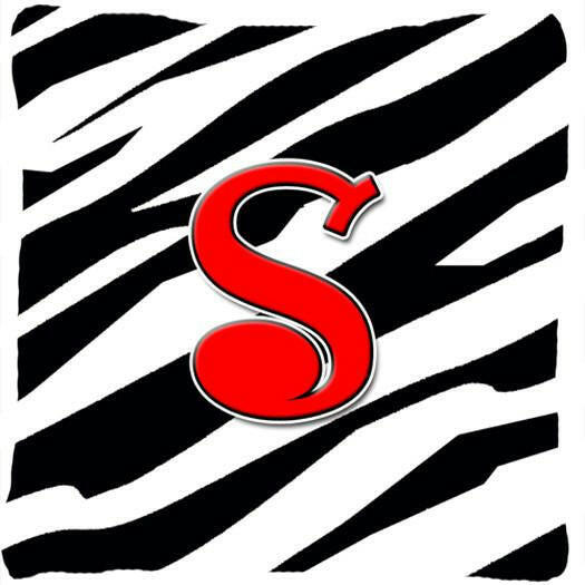 Monogram Initial S Zebra Red Decorative   Canvas Fabric Pillow CJ1024 - the-store.com
